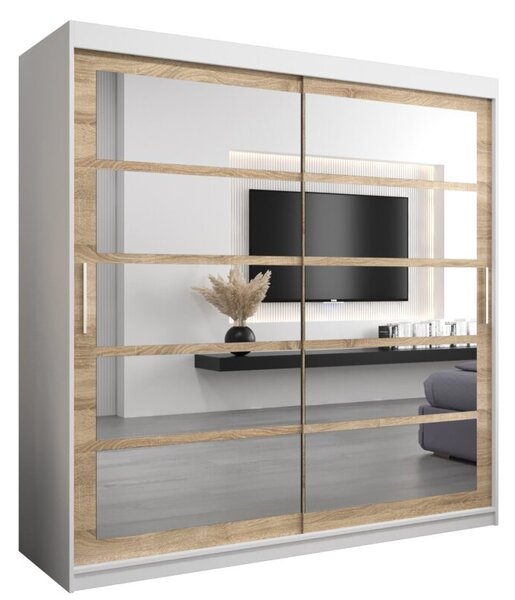 Szafa przesuwna garderoba Roma 2 200 wys. 200 cm biaÅy + sonoma
