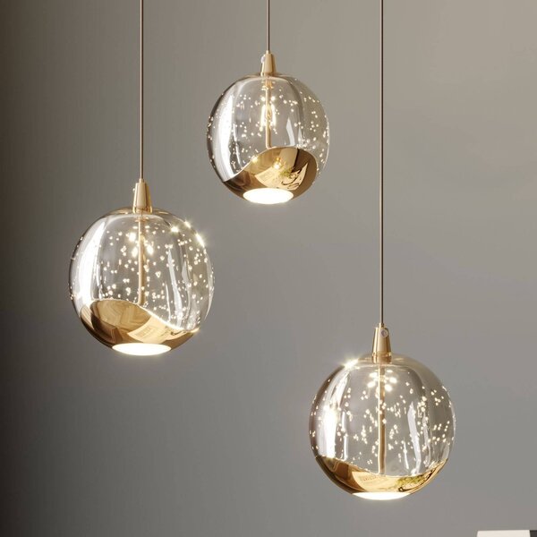 Lampa wisząca szklana Hayley Lucande, przezroczysty / transparentny, salon / jadalnia, szkło, nowoczesny