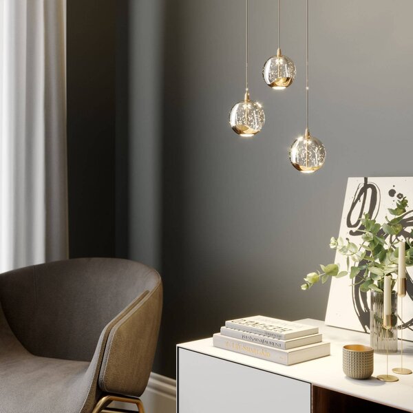 Lampa wisząca szklana Hayley Lucande, przezroczysty / transparentny, salon / jadalnia, szkło, nowoczesny
