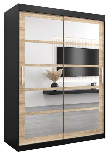 Szafa przesuwna garderoba Roma 2 150 wys. 200 cm czarny + sonoma