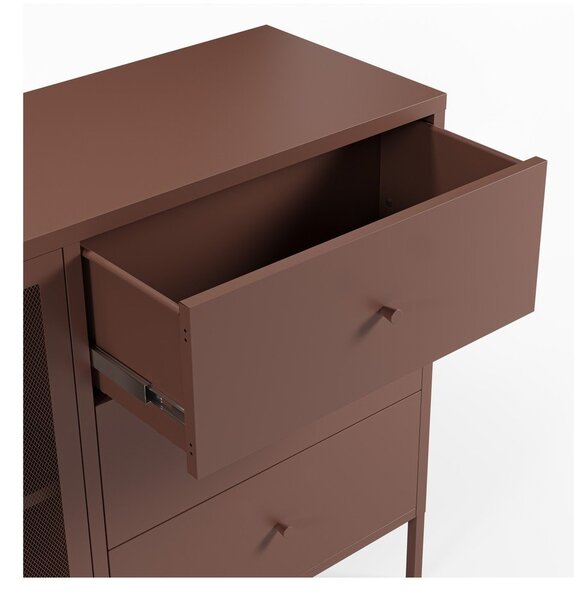 Bordowa metalowa komoda 140x90x40 cm Fayna – Marckeric