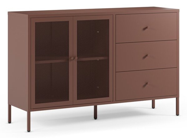 Bordowa metalowa komoda 140x90x40 cm Fayna – Marckeric