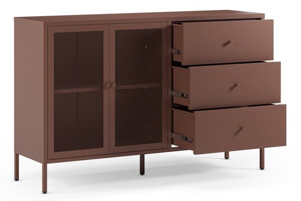 Bordowa metalowa komoda 140x90x40 cm Fayna – Marckeric