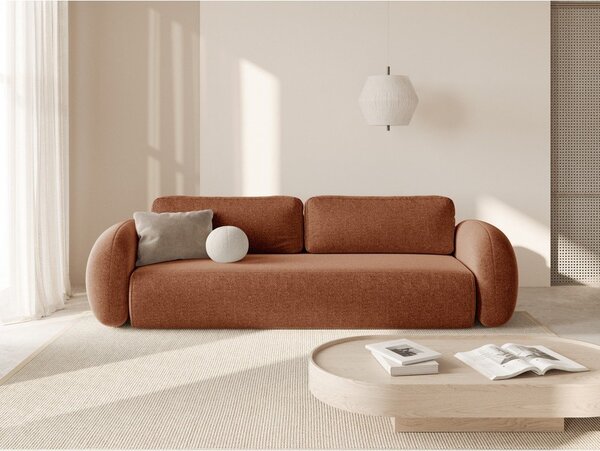 Ceglasta rozkładana/ze schowkiem sofa z tkaniny szenilowej 262 cm Tonale – Cosmopolitan Design