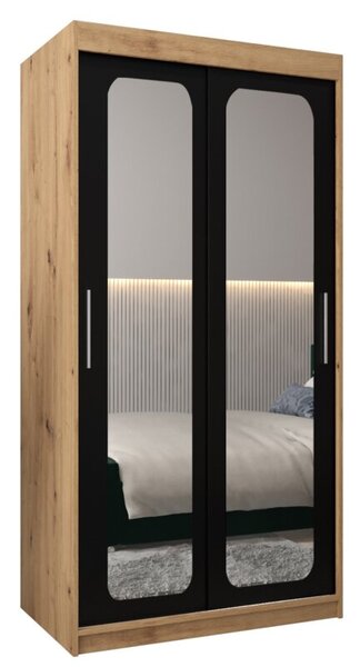 Szafa przesuwna garderoba Promo T3 100 wys. 200 cm artisan + czarny