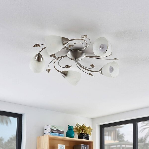 Lampa sufitowa Yannie Lindby, możliwość ściemniania, aluminiowy / szary / cynkowy, salon / jadalnia, metal, antyczny