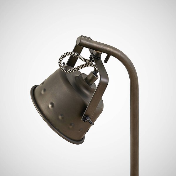 Lampa stołowa Rubinjo Lindby, ciemne drewno, salon / jadalnia, metal, vintage