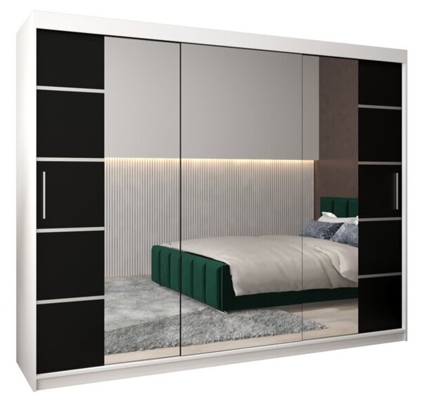 Szafa przesuwna garderoba Verona 4 250 wys. 200 cm biaÅy + czarny