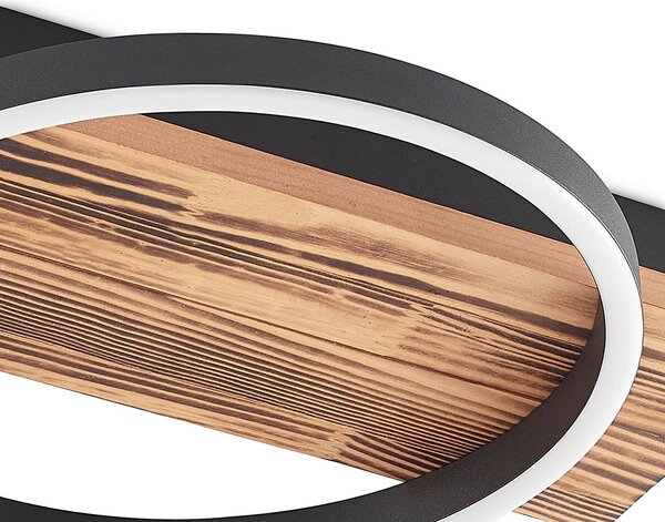 Lampa sufitowa LED Sentoa Lindby, możliwość ściemniania, jasne drewno, salon / jadalnia, drewno, nowoczesny