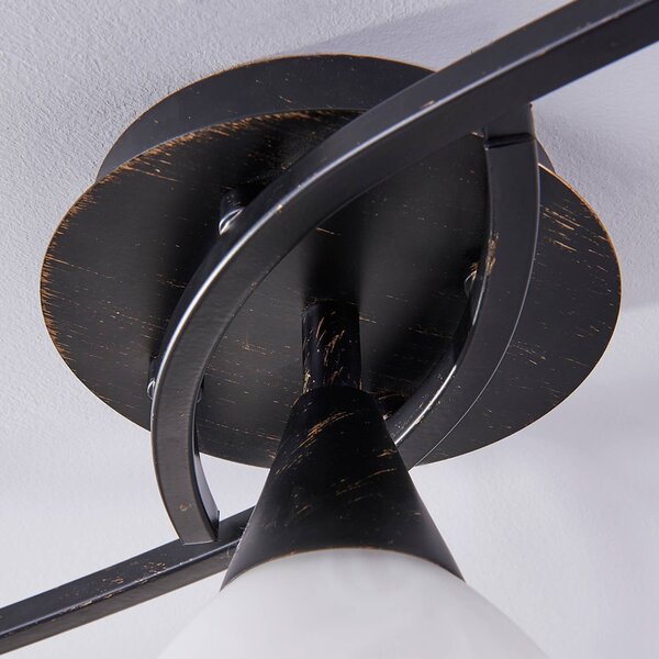 Lampa sufitowa Della Lindby, możliwość ściemniania, czarny, salon / jadalnia, szkło, dworkowy / rustykalny