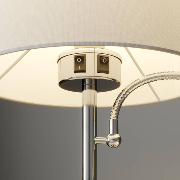 Lampa stołowa Benjiro Lindby, biały / opal, salon / jadalnia, tkanina / materiał / jedwab, nowoczesny