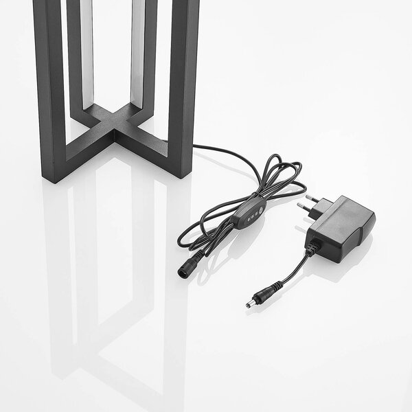 Lampa stołowa LED Hylda Lucande, możliwość ściemniania, czarny, salon / jadalnia, aluminium, nowoczesny