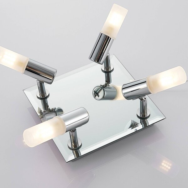 Lampa sufitowa Zela Lindby, możliwość ściemniania, chromowy / srebrny, łazienka, metal, nowoczesny