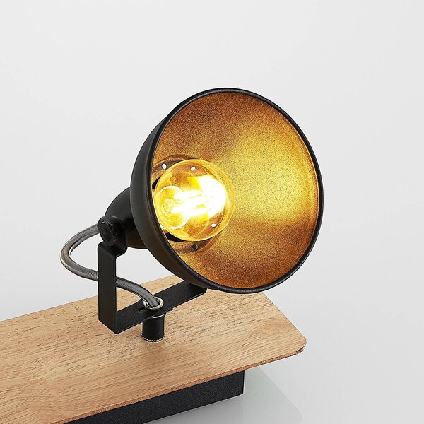 Lampa sufitowa Lindby Aylis, 4-punktowa, 82 cm, czarny, drewno, E14 Aylis Lindby, możliwość ściemniania, ciemne drewno, salon / jadalnia, metal, industrialny