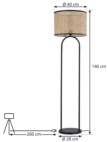 Lampa stojąca Yaelle Lindby, jasne drewno, salon / jadalnia, drewno, skandynawski