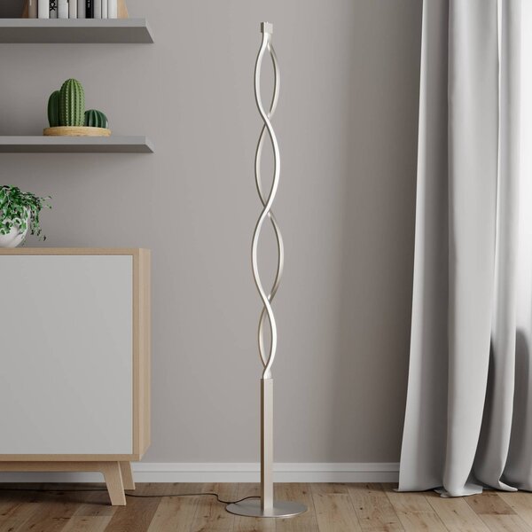 Lampa stojąca LED Auron Lindby, możliwość ściemniania, aluminiowy / szary / cynkowy, salon / jadalnia, tworzywo sztuczne, nowoczesny