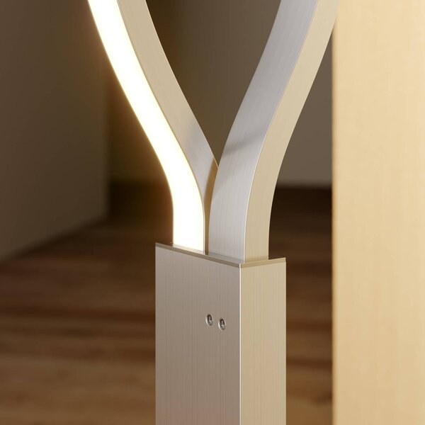 Lampa stojąca LED Auron Lindby, możliwość ściemniania, aluminiowy / szary / cynkowy, salon / jadalnia, tworzywo sztuczne, nowoczesny