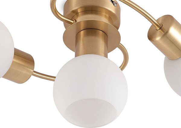 Lampa sufitowa Ciala Lindby, możliwość ściemniania, mosiężny / złoty, salon / jadalnia, szkło, nowoczesny
