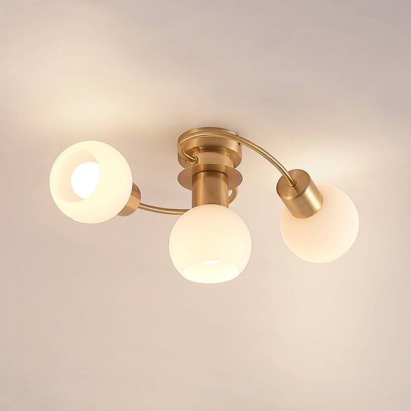 Lampa sufitowa Ciala Lindby, możliwość ściemniania, mosiężny / złoty, salon / jadalnia, szkło, nowoczesny