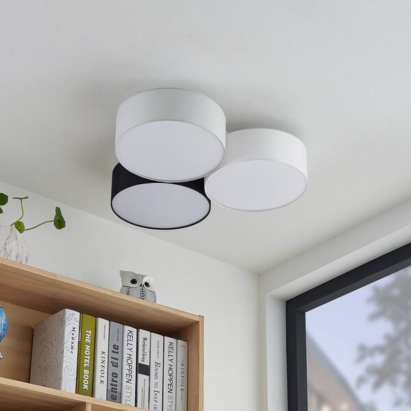 Lampa sufitowa Janita Lindby, możliwość ściemniania, czarny, salon / jadalnia, tkanina / materiał / jedwab, nowoczesny