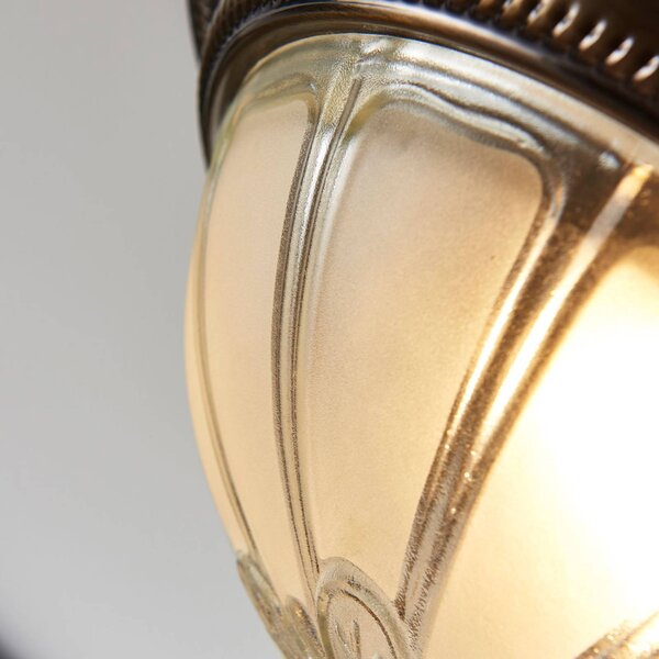 Lampa sufitowa LED Henja Lindby, możliwość ściemniania, brązowy / mosiężny, salon / jadalnia, szkło, antyczny
