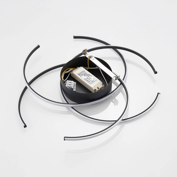 Lampa sufitowa LED Hamza Lindby, możliwość ściemniania, czarny, salon / jadalnia, metal, nowoczesny