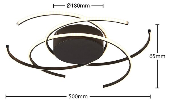 Lampa sufitowa LED Hamza Lindby, możliwość ściemniania, czarny, salon / jadalnia, metal, nowoczesny
