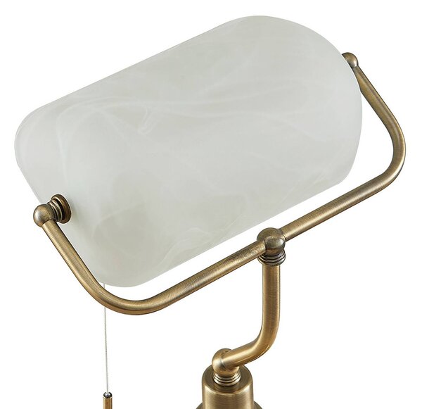 Lampa stołowa Profina Lindby, brązowy / mosiężny, biuro, metal, antyczny
