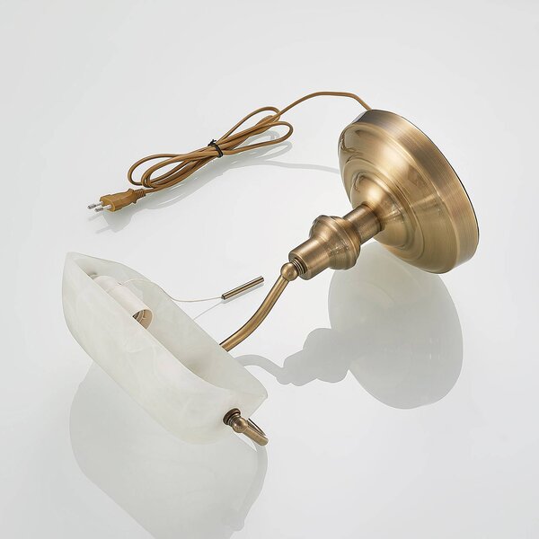 Lampa stołowa Profina Lindby, brązowy / mosiężny, biuro, metal, antyczny