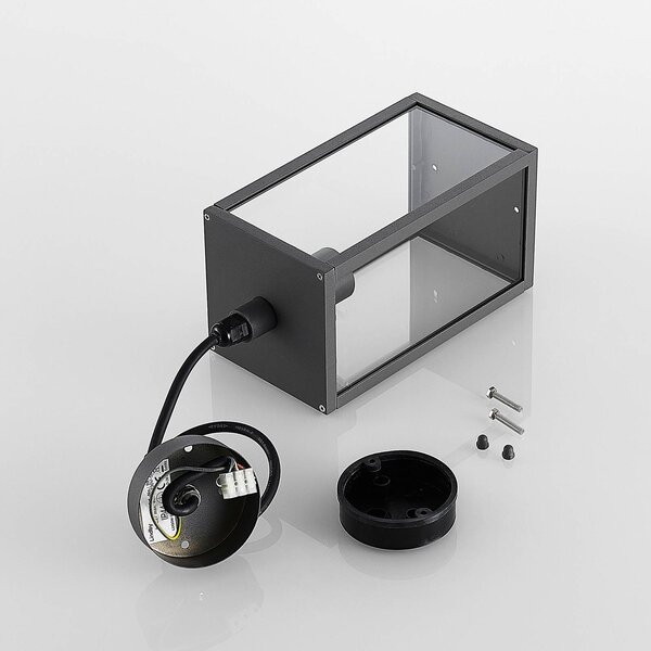 Lindby lampa wisząca zewnętrzna Filimon, antracyt, 22 cm, IP44, E27 Filimon Lindby, możliwość ściemniania, czarny, aluminium, nowoczesny