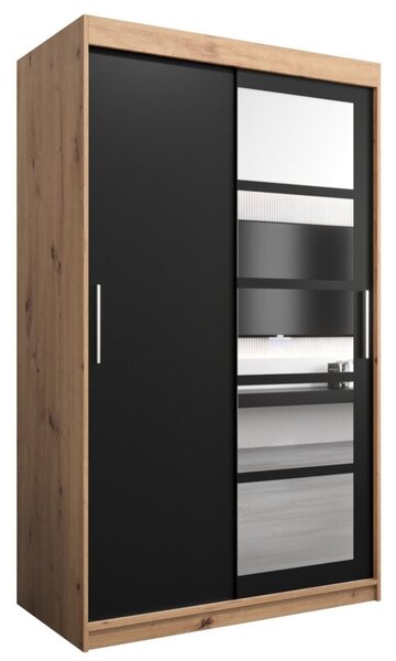 Szafa przesuwna garderoba Roma 1 120 wys. 200 cm artisan + czarny