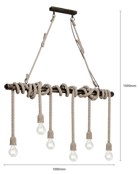 Lampa wisząca Hajo Lindby, możliwość ściemniania, brązowy / rdzawy, salon / jadalnia, metal, vintage