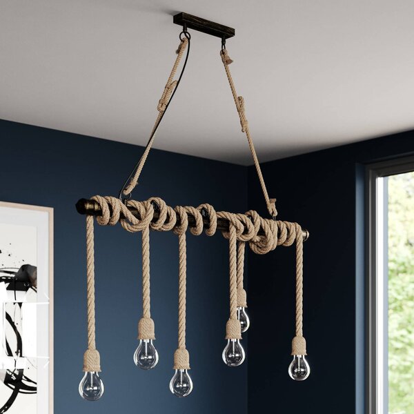Lampa wisząca Hajo Lindby, możliwość ściemniania, brązowy / rdzawy, salon / jadalnia, metal, vintage