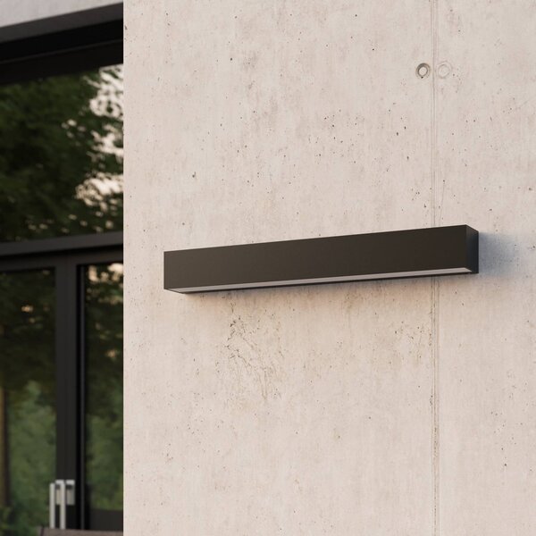 Kinkiet zewnętrzny LED Lengo Lucande, czarny, aluminium, nowoczesny