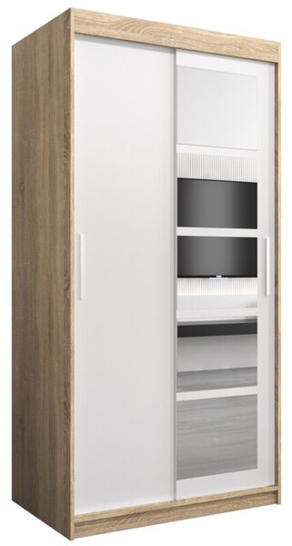 Szafa przesuwna garderoba Roma 1 100 wys. 200 cm sonoma + biaÅy