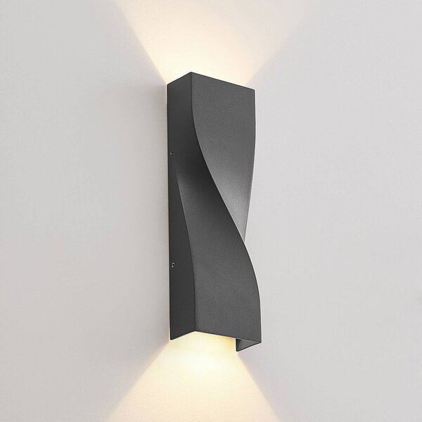 Kinkiet zewnętrzny LED Tibelya Lucande, czarny, aluminium, nowoczesny
