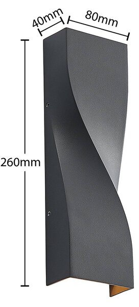 Kinkiet zewnętrzny LED Tibelya Lucande, czarny, aluminium, nowoczesny