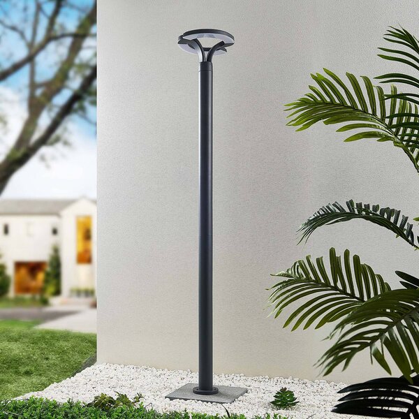Lampa zewnętrzna LED Keily, okrągła, antracytowa, metalowa Keily Lindby, czarny, aluminium, nowoczesny