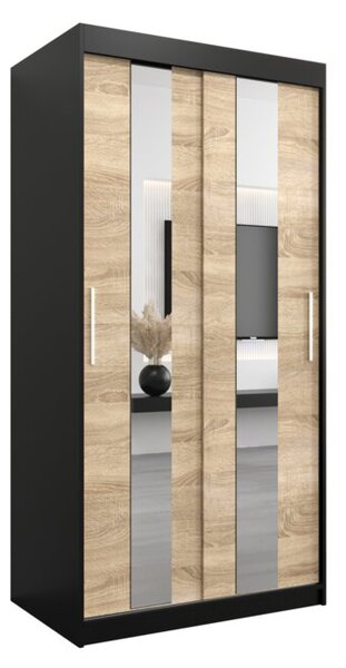 Szafa przesuwna garderoba Pole 100 wys. 200 cm czarny + sonoma