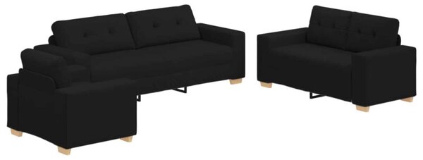 Sofa 3 szt. czarny tkanina lniana