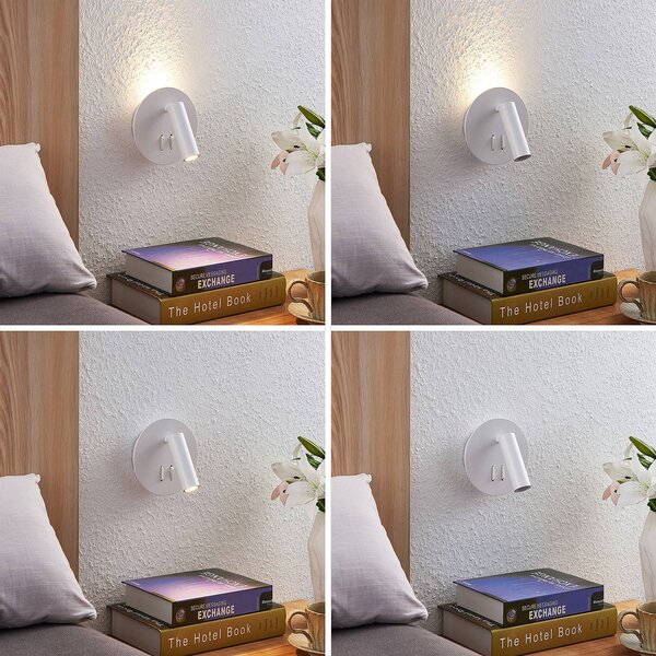 Kinkiet LED Magya Lucande, biały / opal, salon / jadalnia, aluminium, nowoczesny