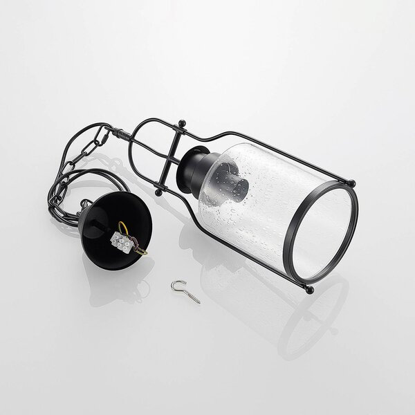 Lampa wisząca Rozalie Lindby, możliwość ściemniania, czarny, przedpokój, metal, vintage