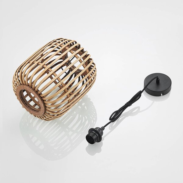 Lampa wisząca Canyana Lindby, możliwość ściemniania, jasne drewno, salon / jadalnia, drewno, dworkowy / rustykalny