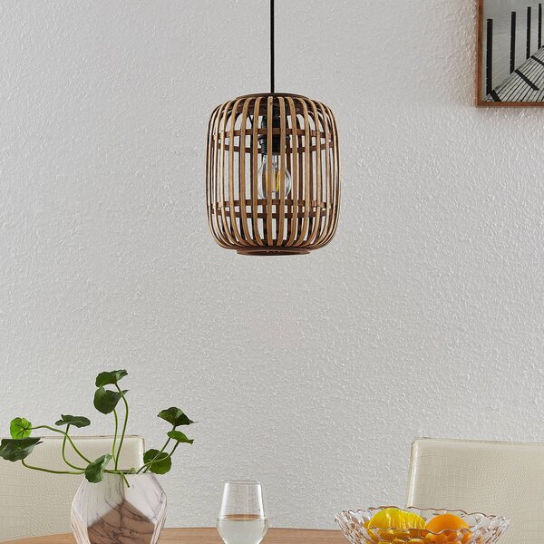 Lampa wisząca Canyana Lindby, możliwość ściemniania, jasne drewno, salon / jadalnia, drewno, dworkowy / rustykalny