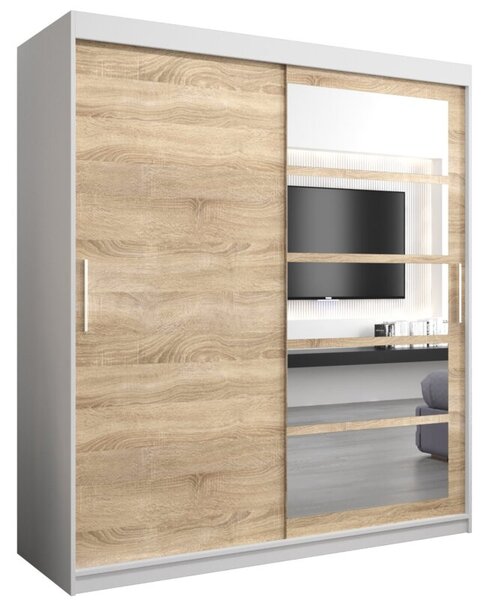 Szafa przesuwna garderoba Roma 1 180 wys. 200 cm biaÅy + sonoma