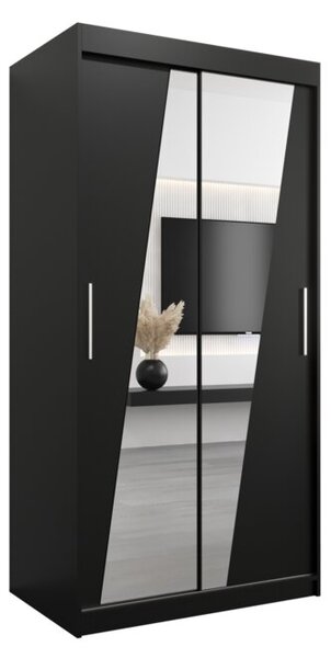 Szafa przesuwna garderoba Rhomb 100 wys. 200 cm czarny + czarny