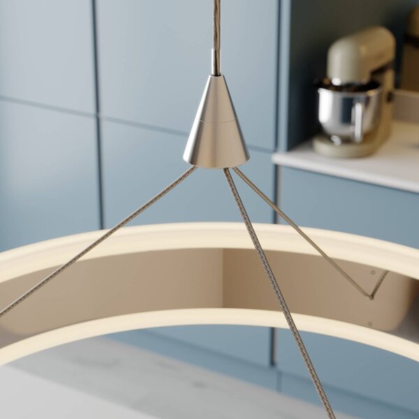 Lampa wisząca Lyani Lucande, możliwość ściemniania, chromowy / srebrny, salon / jadalnia, metal, nowoczesny