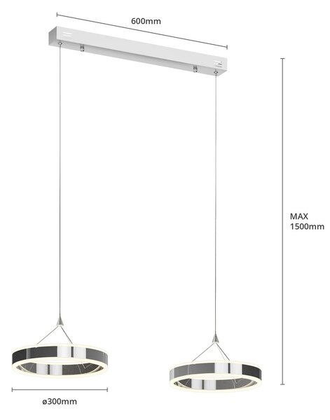 Lampa wisząca Lyani Lucande, możliwość ściemniania, chromowy / srebrny, salon / jadalnia, metal, nowoczesny