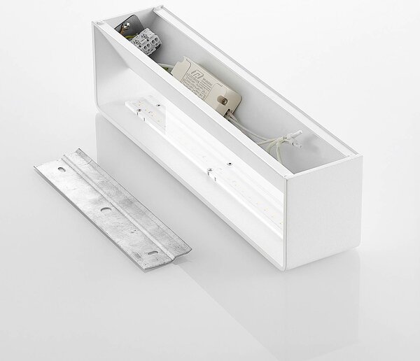 Kinkiet LED Karam Arcchio, możliwość ściemniania, biały / opal, salon / jadalnia, aluminium, nowoczesny