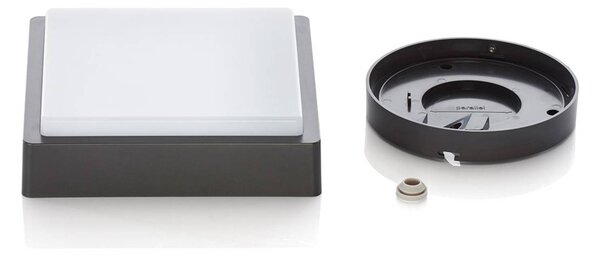 Lindby lampa sufitowa zewnętrzna LED Nermin, 22 cm, IP65, kątowy Nermin, czarny, tworzywo sztuczne, nowoczesny